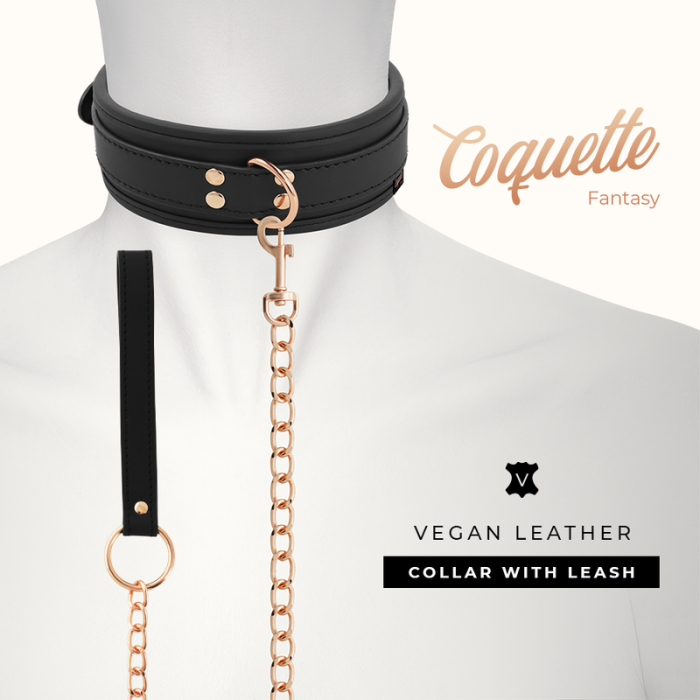 Zgarda cu Lesa Coquette "Fantasy" - Negru - accesorii incluse