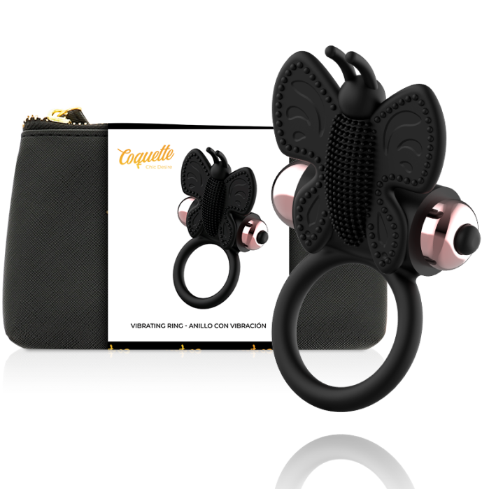 Inel Penis Butterfly cu Vibrator, Coquette - vedere frontala