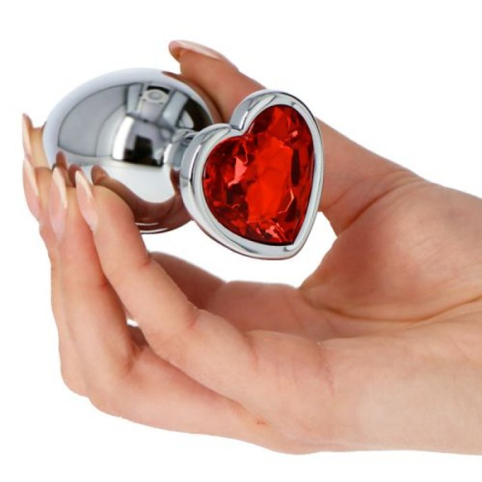 Plug anal Toyz4Lovers Heart Jewel rosu, tinut in mana