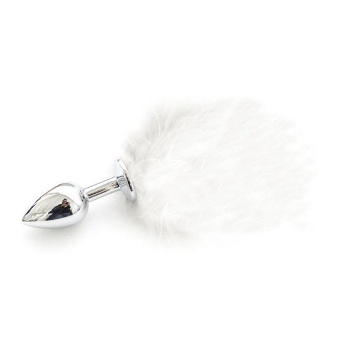 Butt Plug Anal Toyz4Lovers "Pony Tail" 6 cm - Alb - vedere frontala