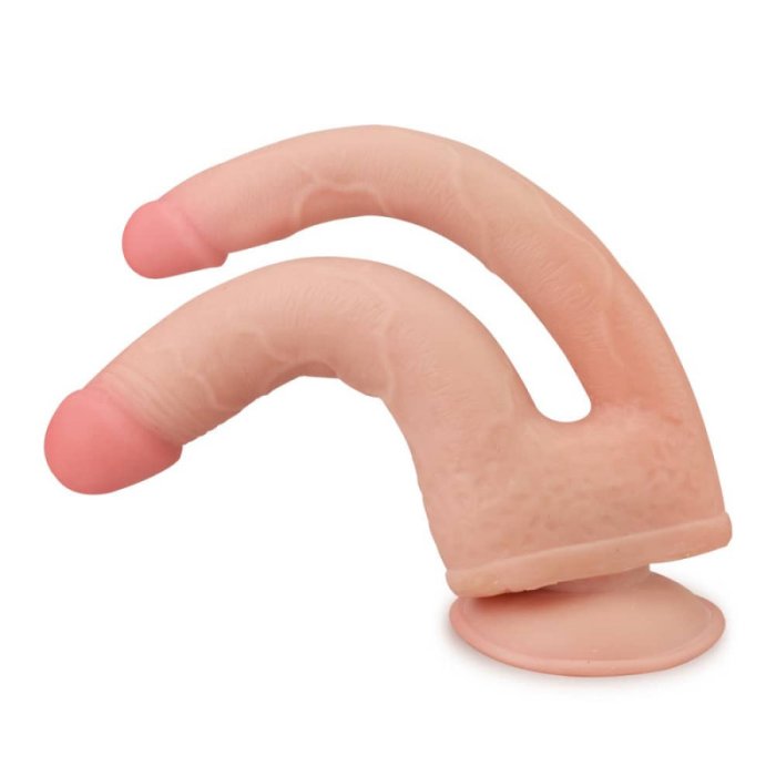 Dildo Dublu Lovetoy "Skinlike Soft" 22,35 cm - Natural##