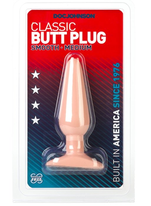 Butt Plug Anal Doc Johnson "Smooth Mediu" 13,5 cm - Natural - vedere frontala