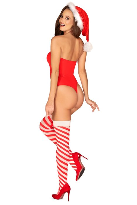 Costum Craciunita Obsessive "Kissmas Teddy Body" - Rosu## - culoare si material