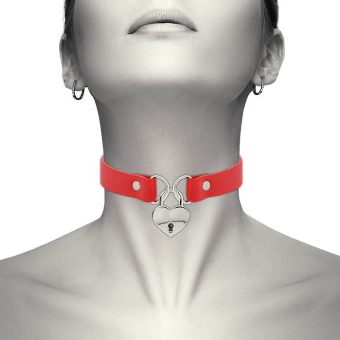 Chocker cu Inima Si Lant Coquette - Rosu