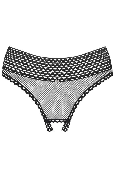 Bikini plasa negru, Strapelie, deschisi la spate si in zona intima, Obsessive# - detaliu finisaj
