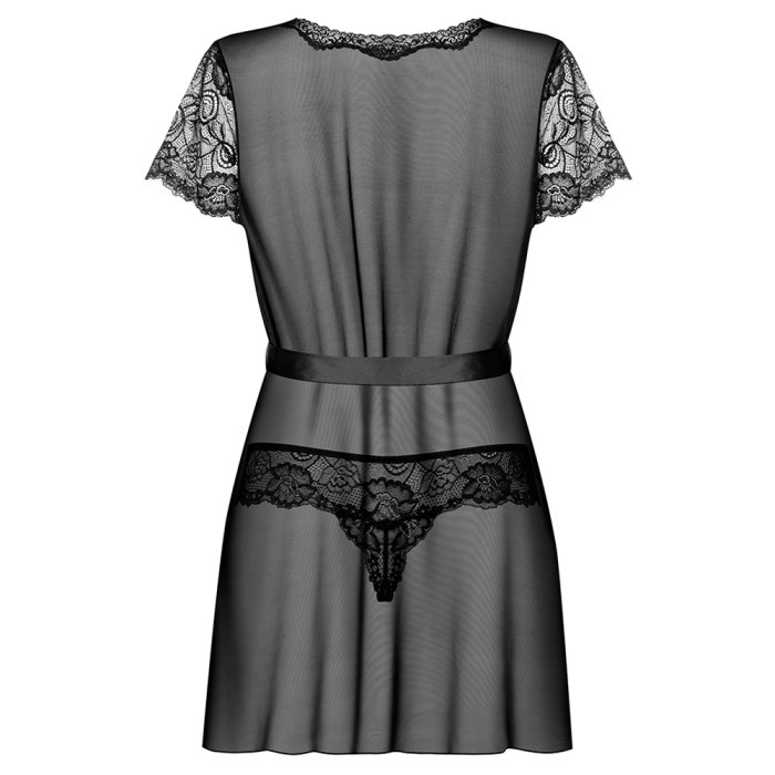 Babydoll si Chiloti Obsessive Alluria - Negru - dimensiuni complete