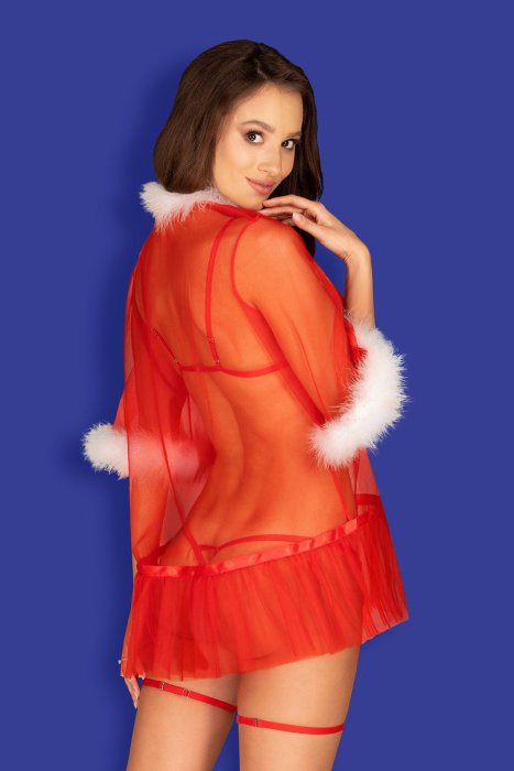 Babydoll Sexy Santa Claus Obsessive - Rosu - dimensiuni complete