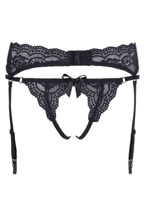 Set Portjartier si Chilot cu Decupaje Cottelli Colection - Negru - vedere laterala