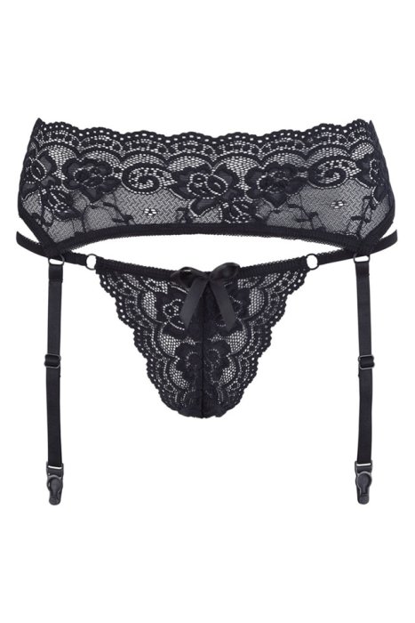 Set Portjartier si Chilot cu Decupaje Cottelli Colection - Negru - dimensiuni complete