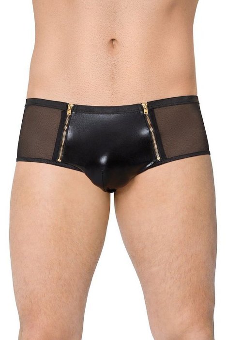 Boxeri barbati weetlook cu fermoare, negru, transparent, Softline# - vedere frontala