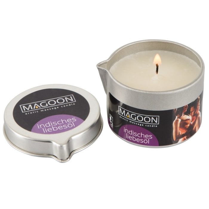 Mini lumanare de masaj si ambient Magoon, cu aroma de ulei indian, 63 g - vedere frontala