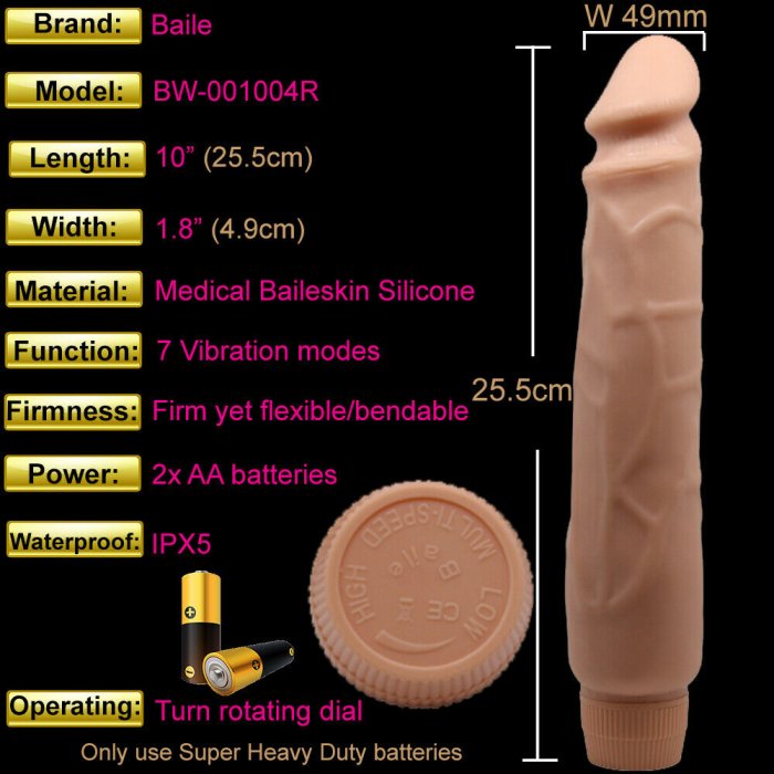 Vibrator Natural Barbara Jack Realistic Multi-Speed [ 25,5 cm x 4,9 cm ] - culoare si material