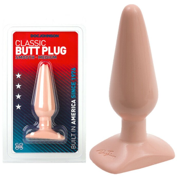 Butt Plug Anal Doc Johnson "Smooth Mediu" 13,5 cm - Natural - dimensiuni complete