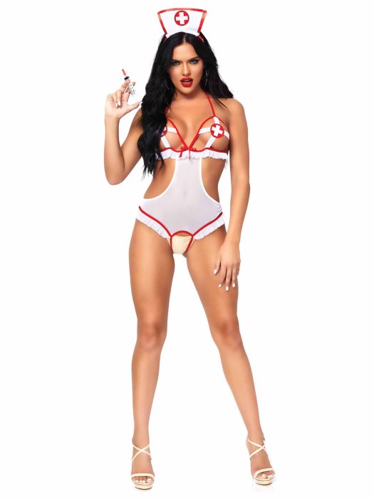 Costum Body Asistenta medicala, Leg Avenue, Naughty Nurse, S-L# - culoare si material