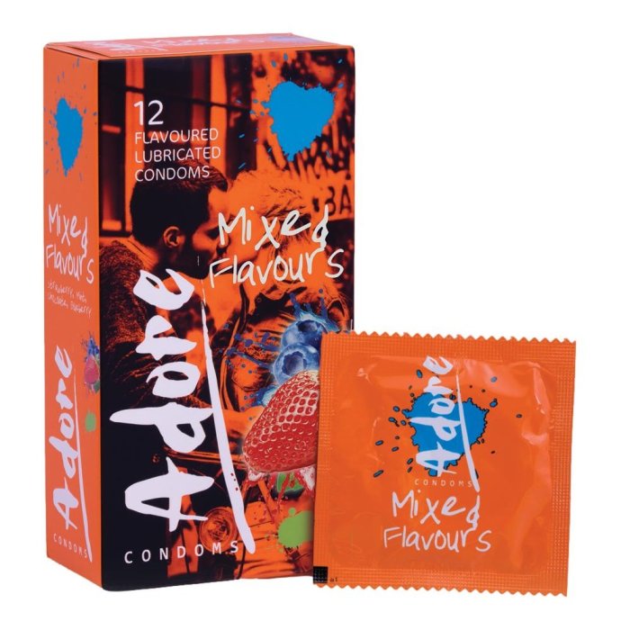 Prezervative Pasante "Adore Mixed Flavours" 12 Bucati