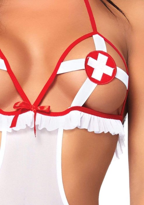 Costum Body Asistenta medicala, Leg Avenue, Naughty Nurse, S-L# - vedere laterala