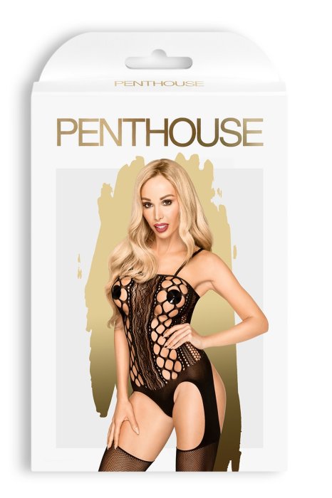 Catsuit Bomb Squad Penthouse - Negru - culoare si material