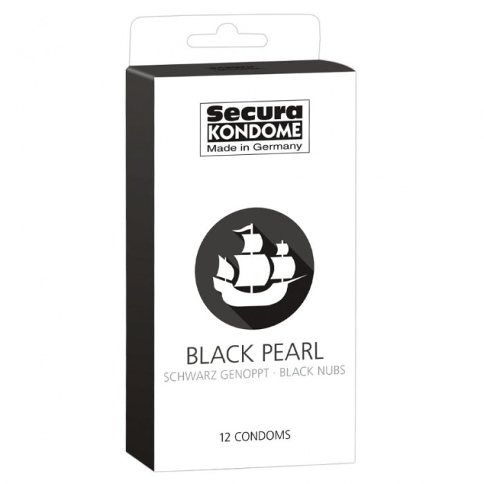 Prezervative Secura, Black Pearl, Negre, 12 buc - vedere frontala