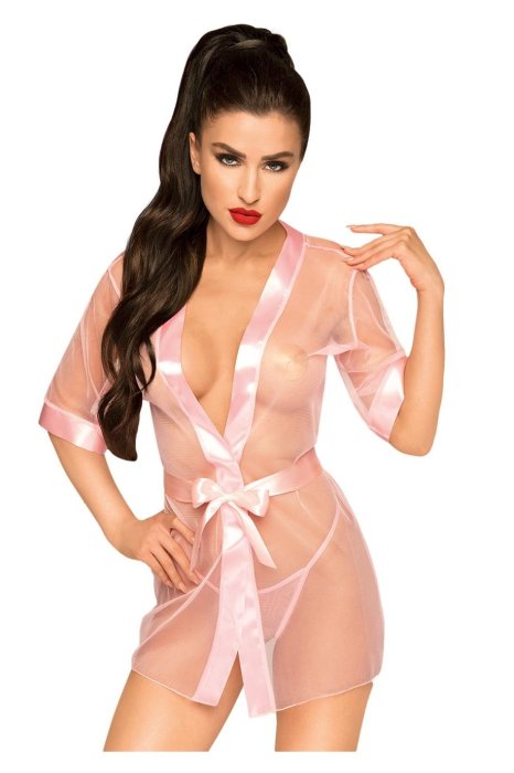 Kimono  Sexy cu Chiloti Midnight Mirage Penthouse - Roz - vedere frontala