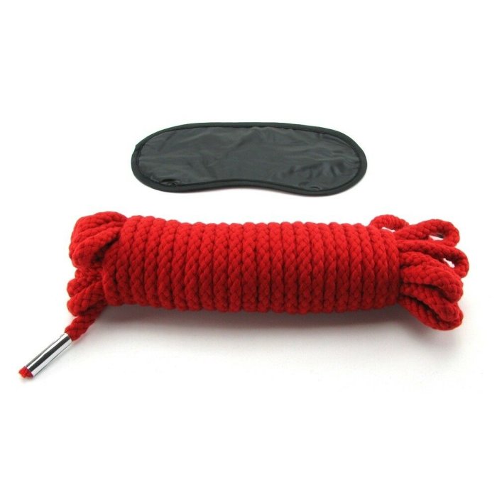 Sfoara Rosie Bondage 10m + Masca Ochi - detaliu finisaj