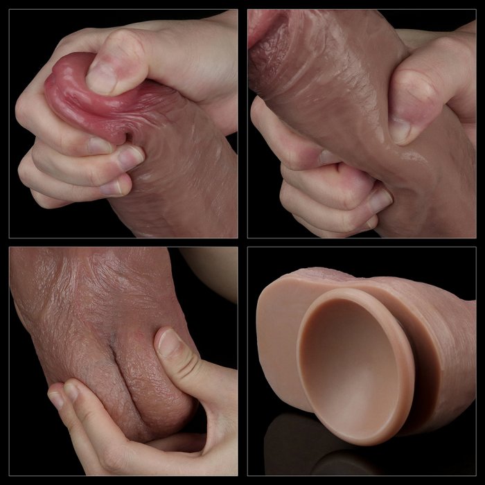 Dildo Realistic Lovetoy "Dual Layered Silicone" 27cm - Maro - vedere spate