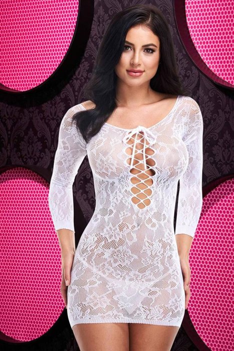 Rochie alba, Lapdance, Lace off the Shoulder# - vedere frontala