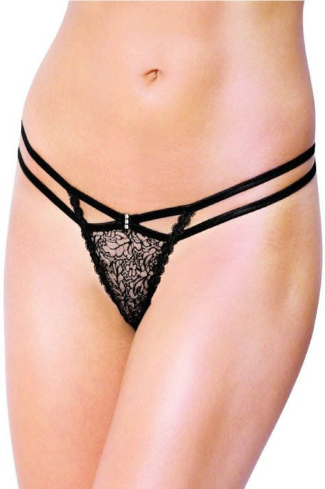 Chiloti Tanga, Softline, Negru, 2 barete# - culoare si material