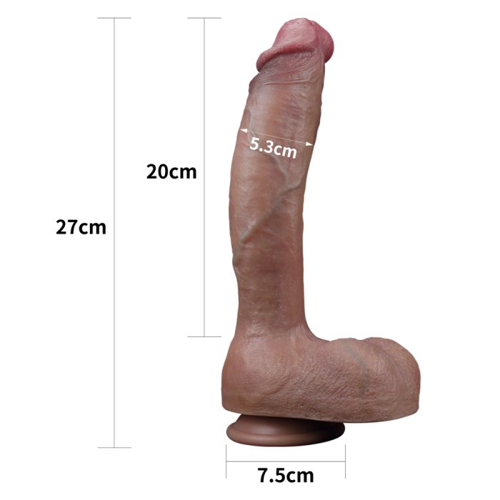 Dildo Realistic Lovetoy "Dual Layered Silicone" 27cm - Maro - detaliu design