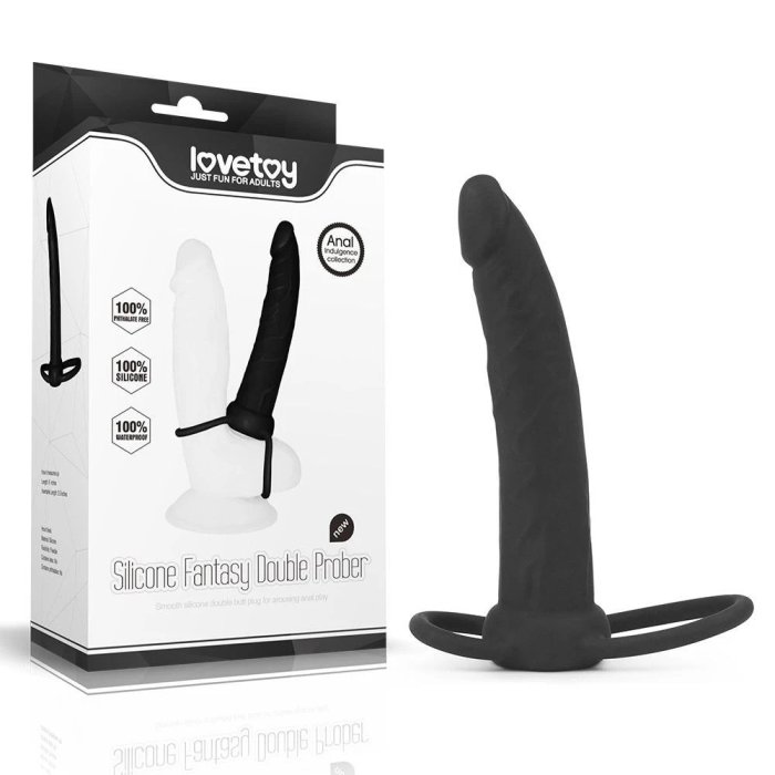 StrapOn Anal Lovetoy »Fantasy Double« 15 cm - Negru