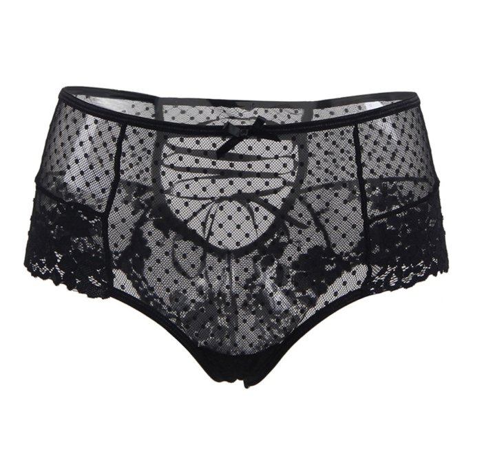 Chiloti talie Inalta, plasa neagra si dantela# - detaliu design