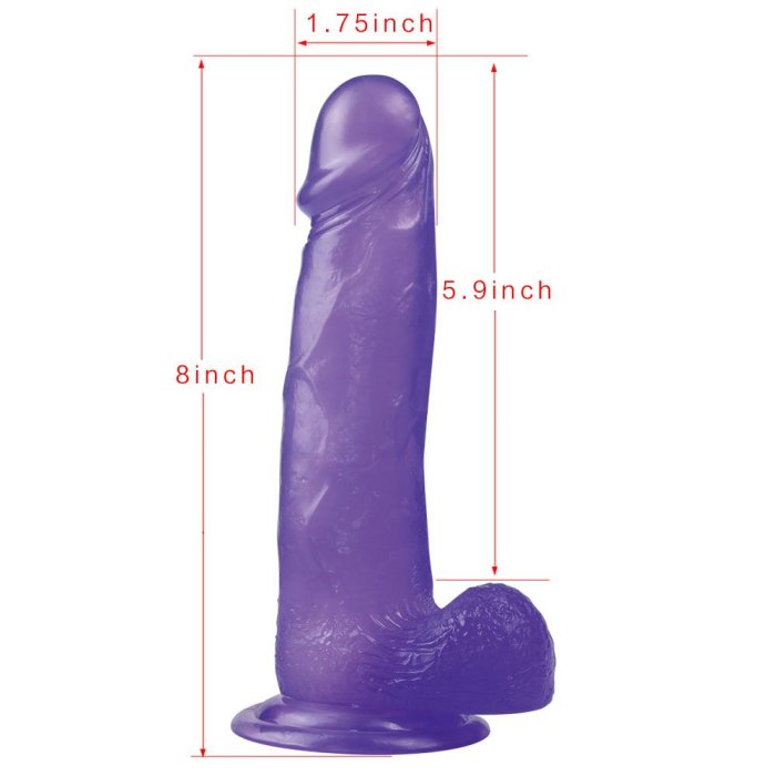 Dildo Jelly Purple Violet Large - detaliu finisaj TPE moale