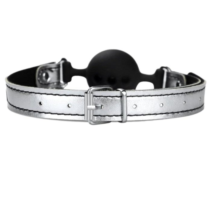 Set Bondage, Lovetoy, Breathable Ball Gag Nipple Clamp, metal, piele, silicon - vedere laterala