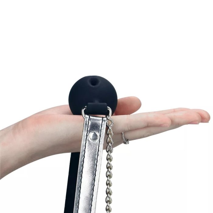 Set Bondage, Lovetoy, Breathable Ball Gag Nipple Clamp, metal, piele, silicon - detaliu finisaj
