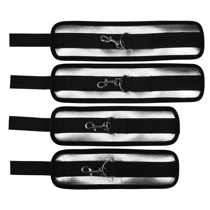 Set Catuse Lovetoy "My Bed Restraints" Argintiu##