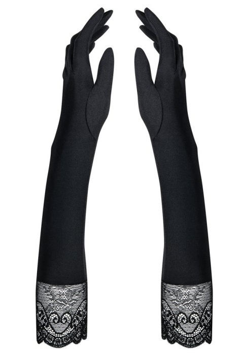 Manusi Lungi cu Dantela Obsessive - Negru