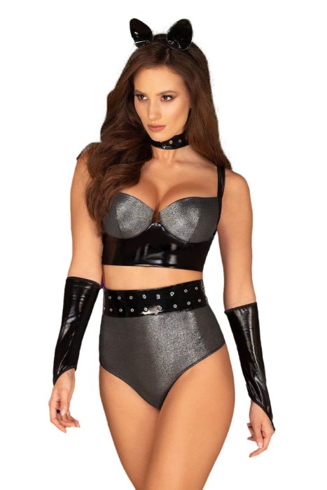 Set Sexy Silveria 6 piese Obsessive - Negru - vedere frontala