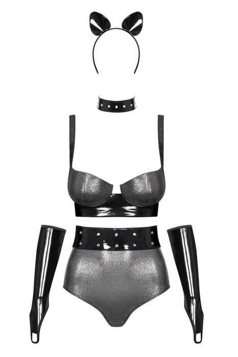 Set Sexy Silveria 6 piese Obsessive - Negru - culoare si material
