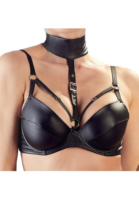 Set Lenjerie Intima Cottelli Collection Wet Look - Negru - detaliu design