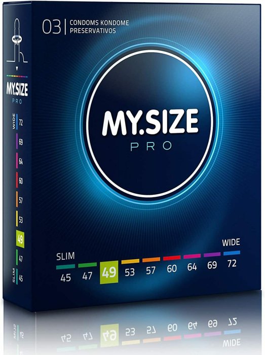 Prezervative Premium My Size "MY SIZE PRO" 49 mm - 3 Bucati - vedere laterala