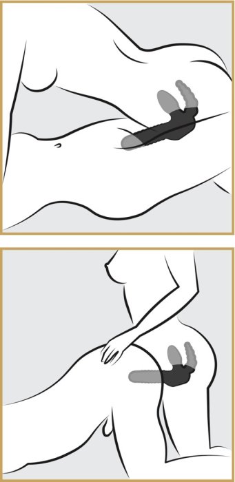 Vibrator Strapless Strapon, 3 capete, 18 cm - vedere laterala