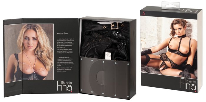 Set lenjerie Abierta Fina, portjartier, chiloti, sutien, chocker# - accesorii incluse
