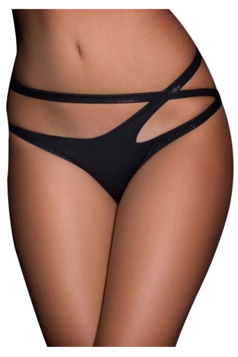 Chiloti cu Bretele Duble Incrucisate Erotica - Negru - vedere frontala