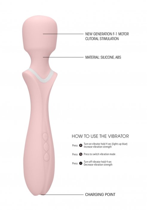 Aparat Masaj Loveline Massage Wand Jiggle, Roz - vedere spate