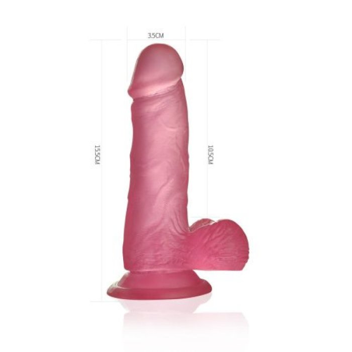 Dildo Jelly Pink Roz Small Lovetoy - design anatomic gland vene textura