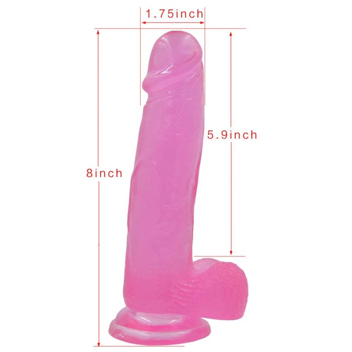 Dildo Jelly Pink Roz Large Lovetoy - detaliu finisaj TPE roz