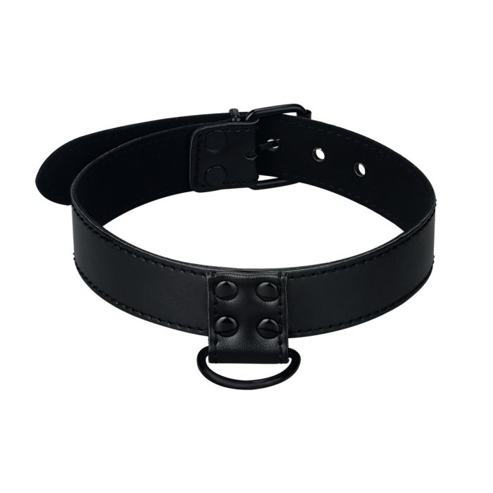 Zgarda cu lesa piele ecologica, negru, unisex#