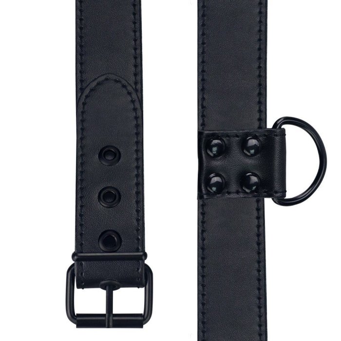 Zgarda cu lesa piele ecologica, negru, unisex#