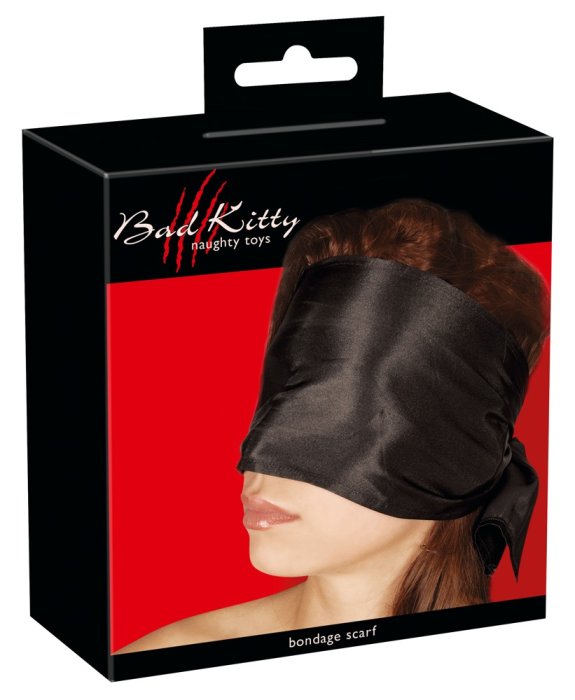 Esarfa bondage Bad Kitty, satin, negru# - detaliu design