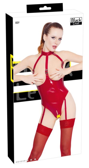 Corset cu Portjartier Black Level - Rosu - vedere spate