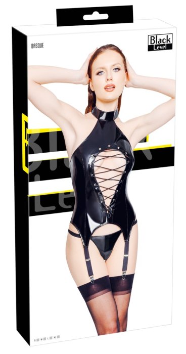 Set Body Portjartier si Chiloti  Black Level - Negru